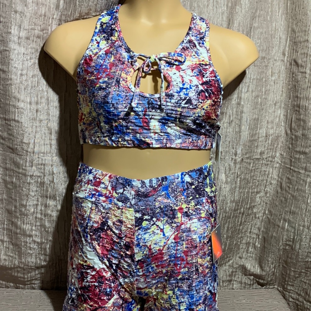 Elite Collection Legging Set Top Bottom White Red Yellow XL NWT Soft